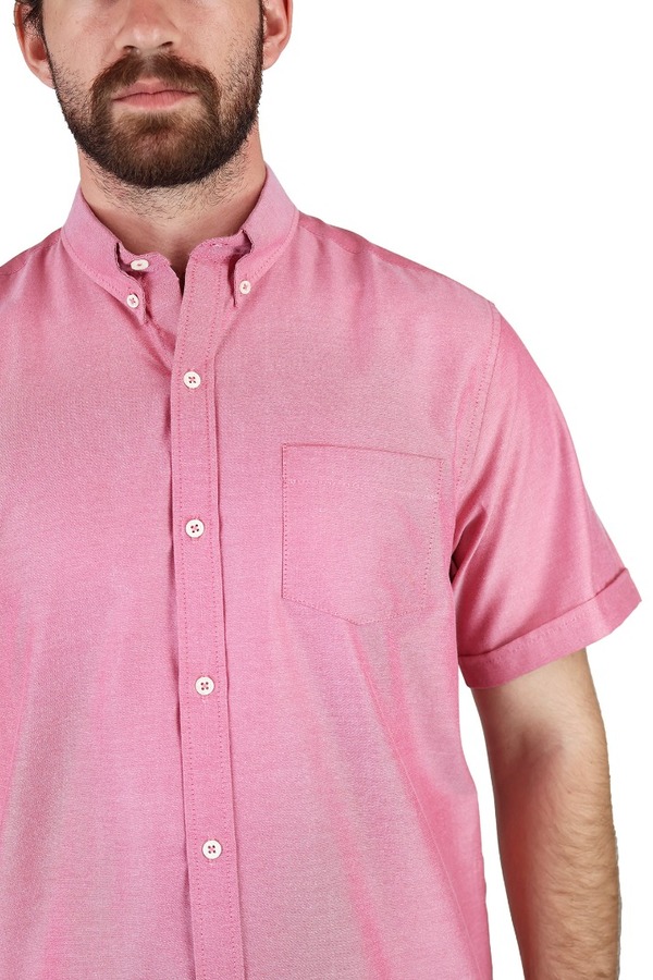 Camisa Corte Regular Color Rosado Con Bolsa Para Caballero