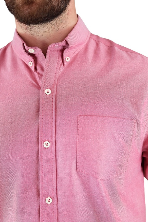 Camisa Corte Regular Color Rosado Con Bolsa Para Caballero
