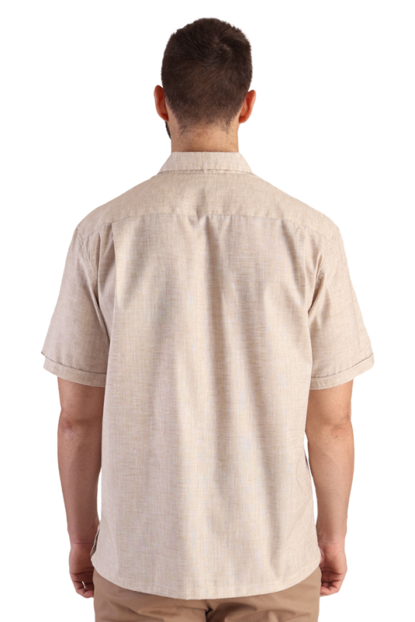 Camisa Tipo Guayabera Look Lino Con Alforzas Color Crudo Para Caballero